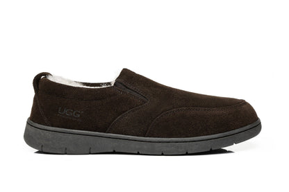 Australian Shepherd AS Men Ugg Moccasin Dino Slipper Sheepskin Wool-Loafers &amp; Moccasins-PEROZ Accessories