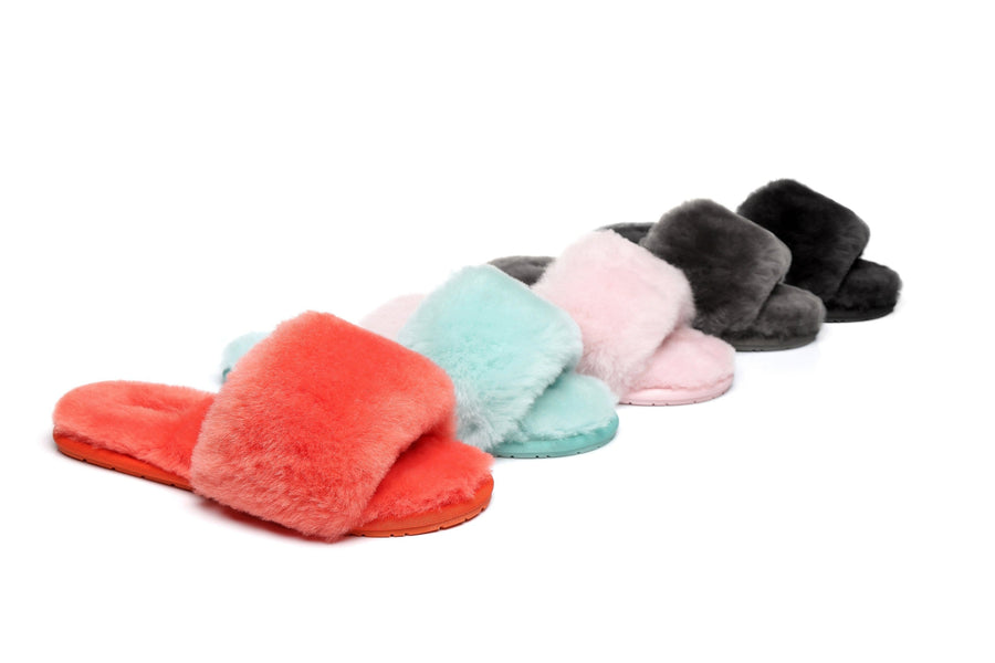 Tarramarra Nala Fashion Slides Women Sheepskin Fluffy Slides-Slides-PEROZ Accessories