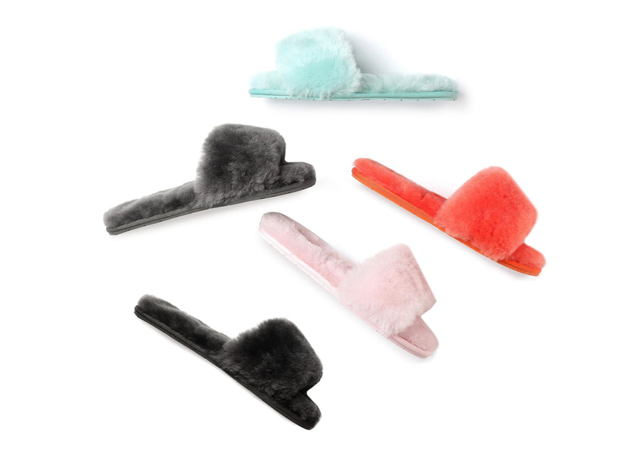 Tarramarra Nala Fashion Slides Women Sheepskin Fluffy Slides-Slides-PEROZ Accessories