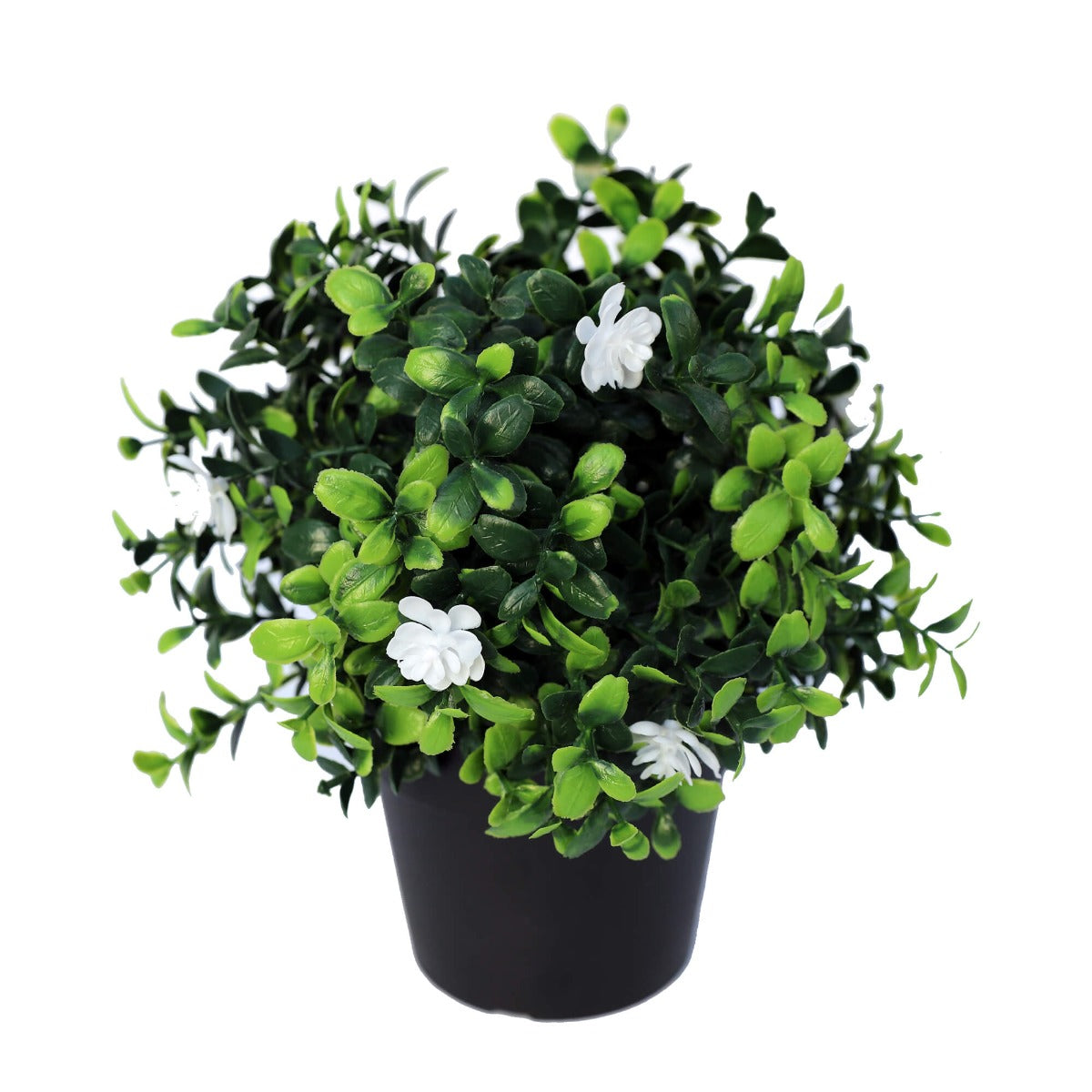 Small Potted Artificial Flowering Boxwood Plant UV Resistant 20cm-Home &amp; Garden &gt; Artificial Plants-PEROZ Accessories