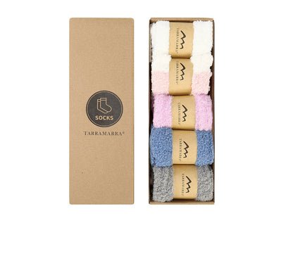 Tarramarra Women Crew Fluffy Socks Five Pairs-Socks-PEROZ Accessories