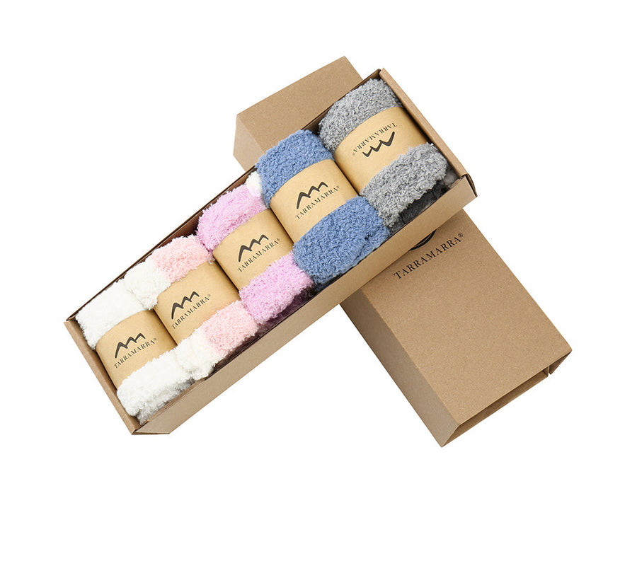 Tarramarra Women Crew Fluffy Socks Five Pairs-Socks-PEROZ Accessories