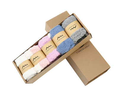 Tarramarra Women Crew Fluffy Socks Five Pairs-Socks-PEROZ Accessories
