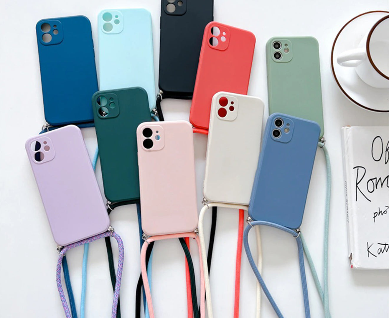 Anymob iPhone Case Red Fashion Square Crossbody Necklace Strap Lanyard Cord Silicone For iPhone Full Lens Protection Cover-Mobile Phone Cases-PEROZ Accessories