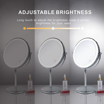 Anyvogue 8in Desktop Smart LED Makeup Mirror Double Sided Touch Dimming Adjustable 5x Magnification USB Type-Makeup Mirror-PEROZ Accessories