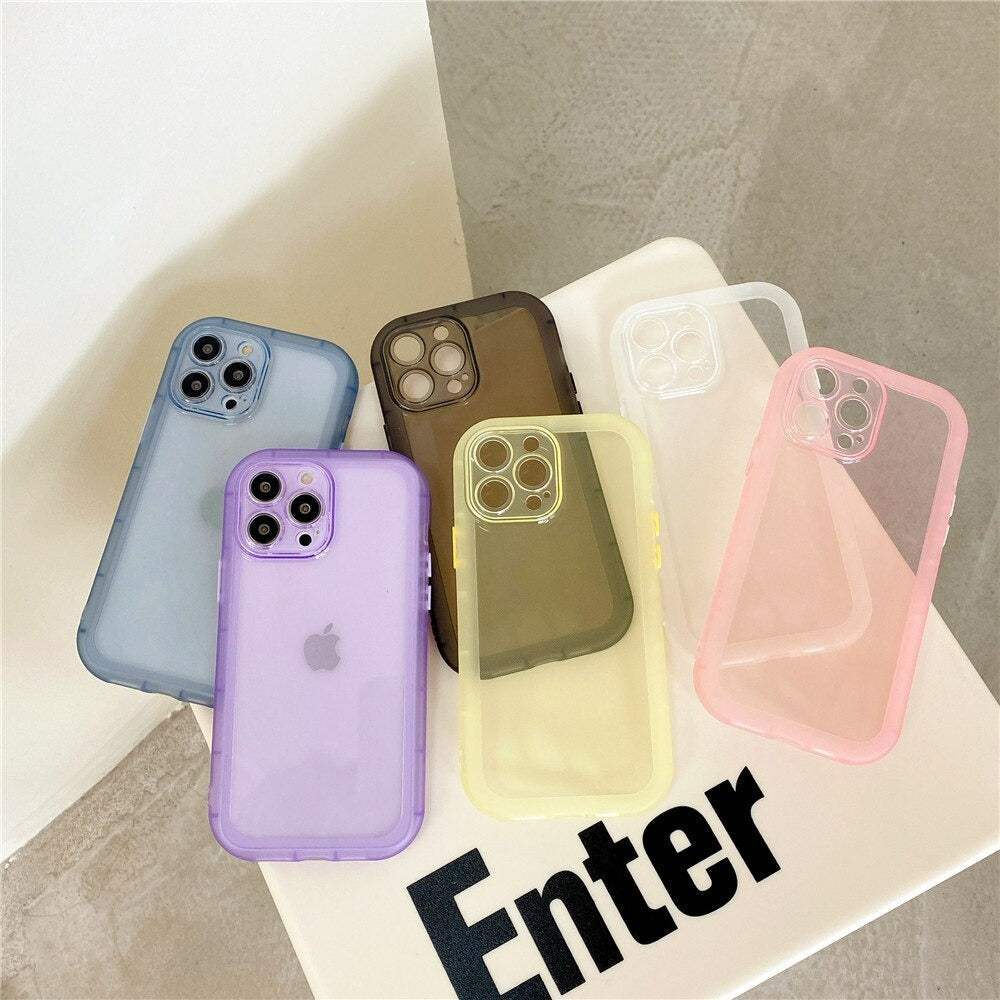 Anymob iPhone Case Purple Transparent Matte Soft Silicone Mobile Cover For iPhone13 Pro Max 11 12 Pro Max X XS Max XR-Mobile Phone Cases-PEROZ Accessories