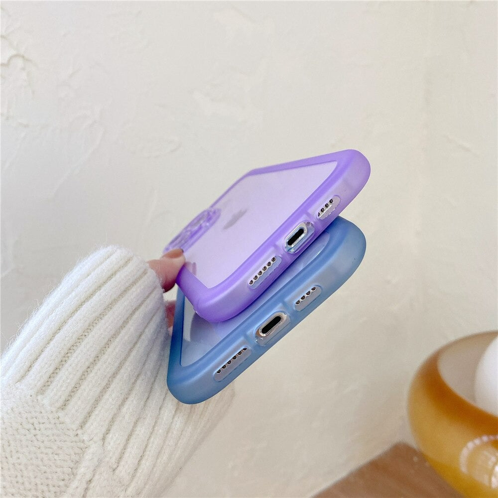 Anymob iPhone Case Blue Transparent Matte Soft Silicone Mobile Cover For iPhone13 Pro Max 11 12 Pro Max X XS Max XR-Mobile Phone Cases-PEROZ Accessories