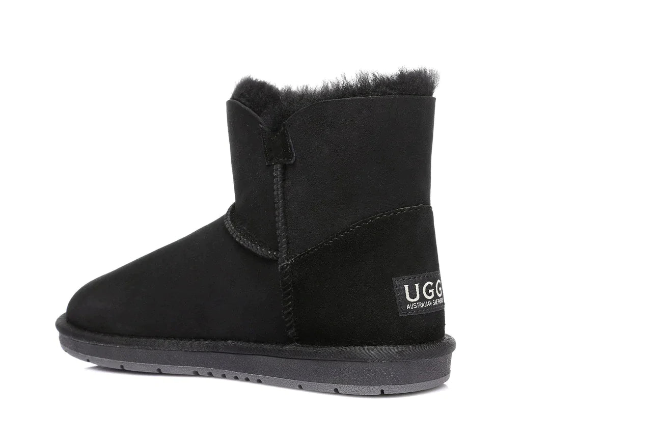 Australian Shepherd Double-Faced Sheepskin UGG Boots Mini Button-Boots-PEROZ Accessories