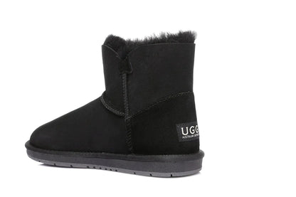 Australian Shepherd Double-Faced Sheepskin UGG Boots Mini Button-Boots-PEROZ Accessories