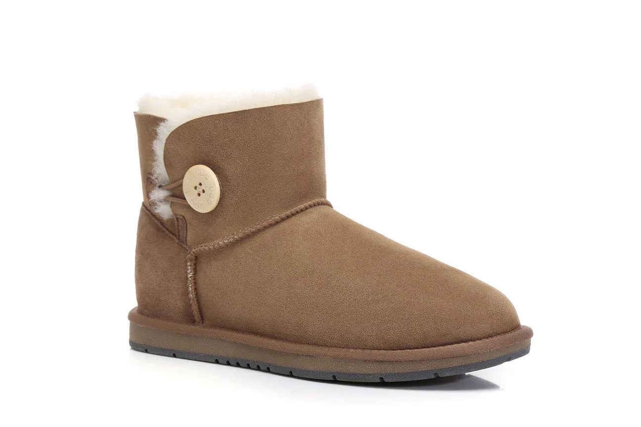 Australian Shepherd Double-Faced Sheepskin UGG Boots Mini Button-Boots-PEROZ Accessories