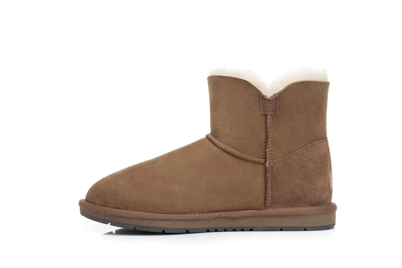 Australian Shepherd Double-Faced Sheepskin UGG Boots Mini Button-Boots-PEROZ Accessories