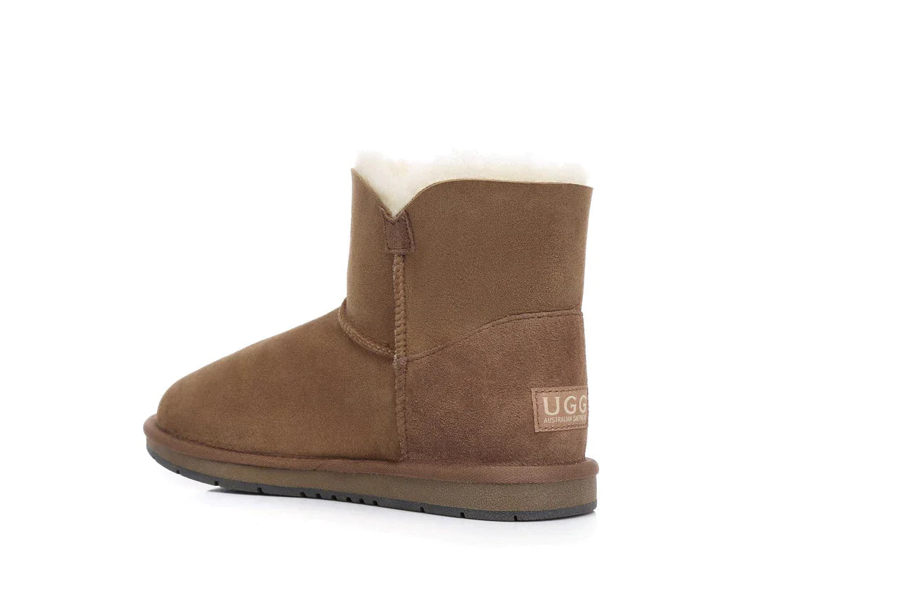 Australian Shepherd Double-Faced Sheepskin UGG Boots Mini Button-Boots-PEROZ Accessories