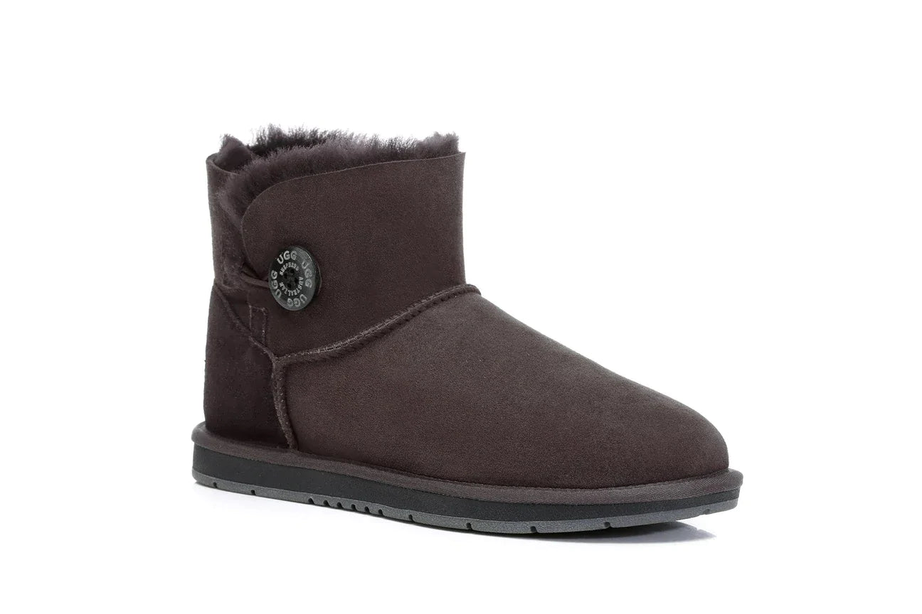 Australian Shepherd Double-Faced Sheepskin UGG Boots Mini Button-Boots-PEROZ Accessories