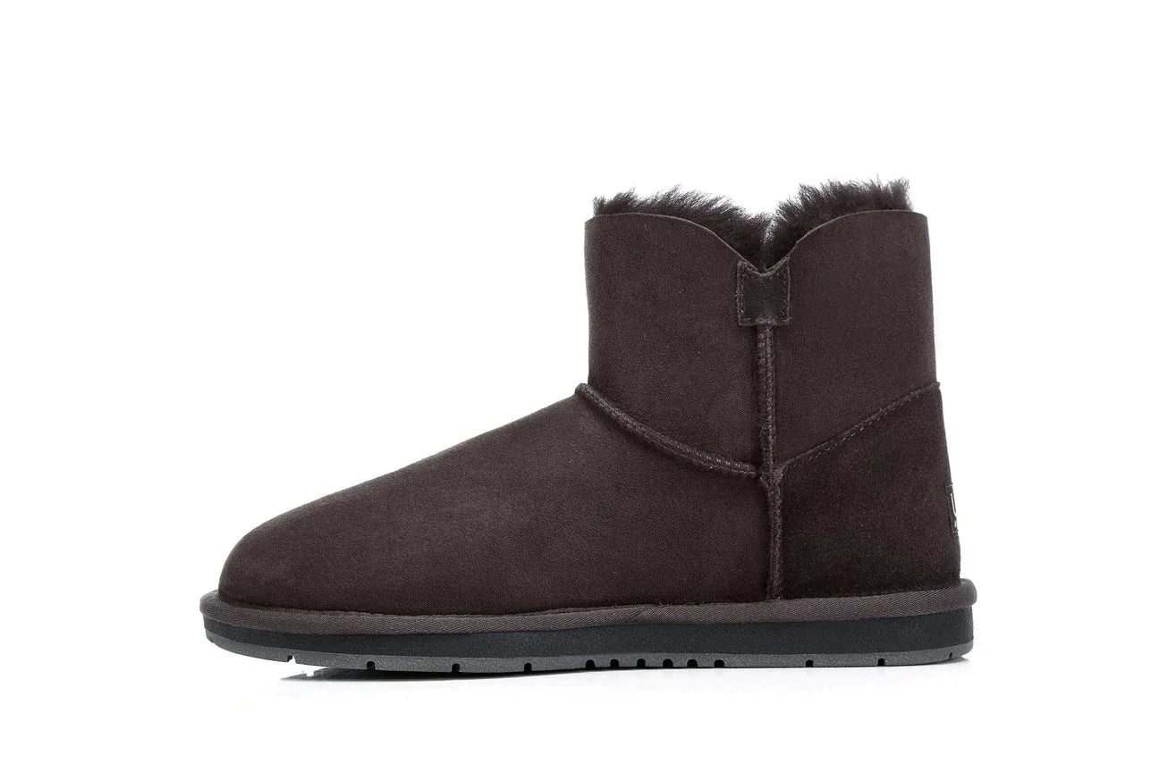 Australian Shepherd Double-Faced Sheepskin UGG Boots Mini Button-Boots-PEROZ Accessories