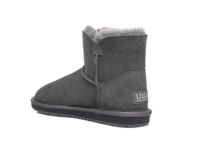 Australian Shepherd Double-Faced Sheepskin UGG Boots Mini Button-Boots-PEROZ Accessories