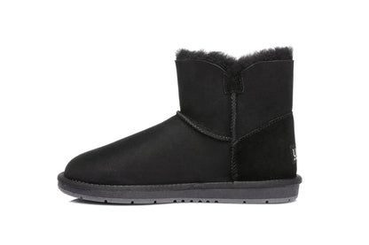 Australian Shepherd Double-Faced Sheepskin UGG Boots Mini Button-Boots-PEROZ Accessories