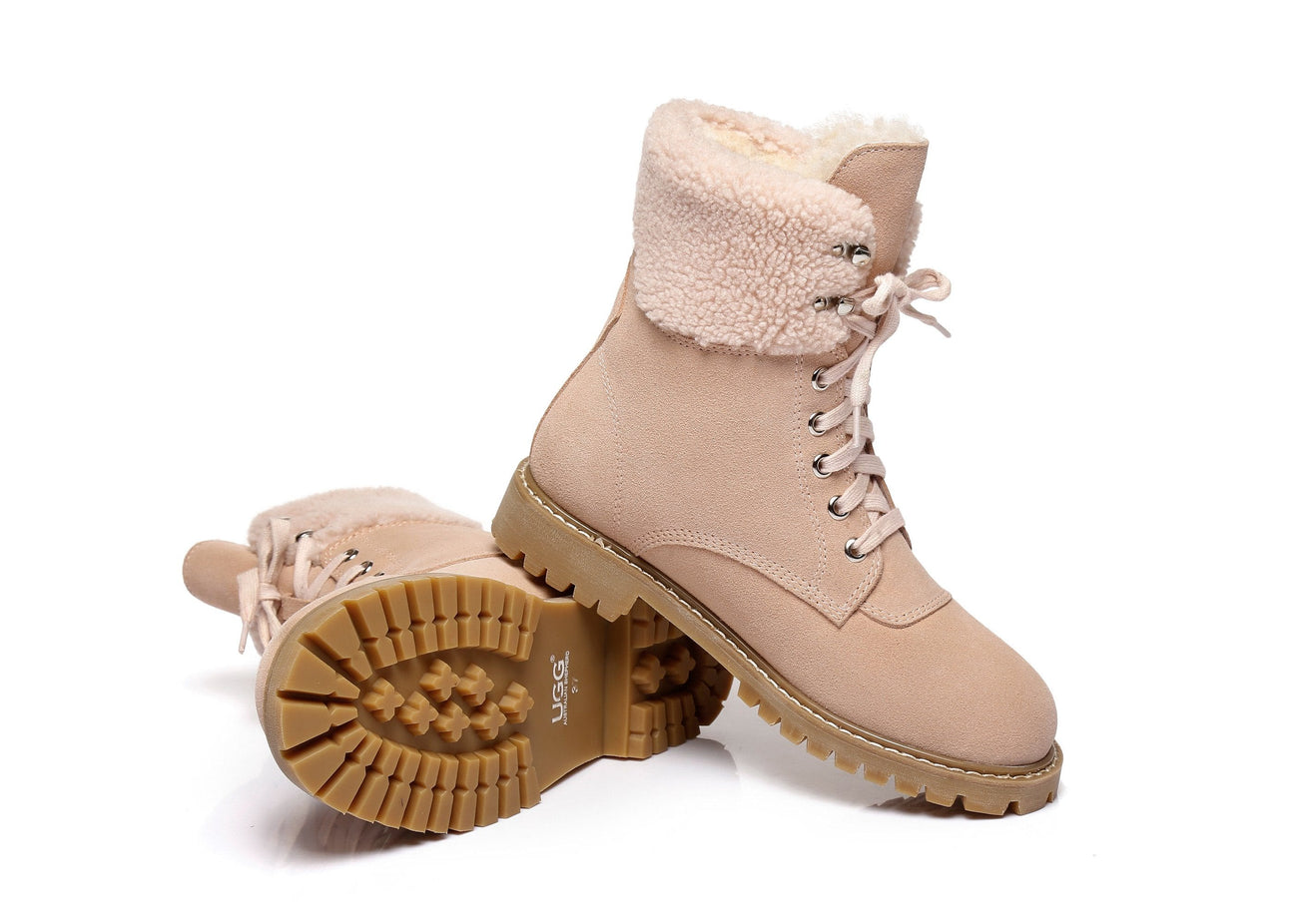 Australian Shepherd UGG Women Sheepskin Wool Fashion Chunky Boots Mina Water Resistant-Boots-PEROZ Accessories