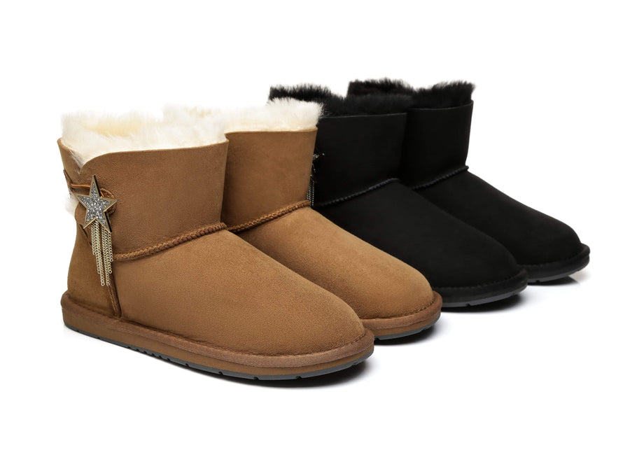 Australian Shepherd Mini UGG Boots Side Star Button Meteor-Boots-PEROZ Accessories