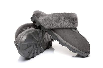 Australia Shepherd UGG Unisex Slippers Waffle Scuff Double Face Sheepskin-Slippers-PEROZ Accessories