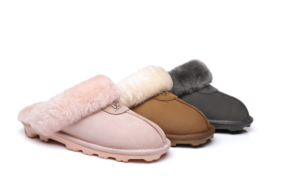 Australia Shepherd UGG Unisex Slippers Waffle Scuff Double Face Sheepskin-Slippers-PEROZ Accessories