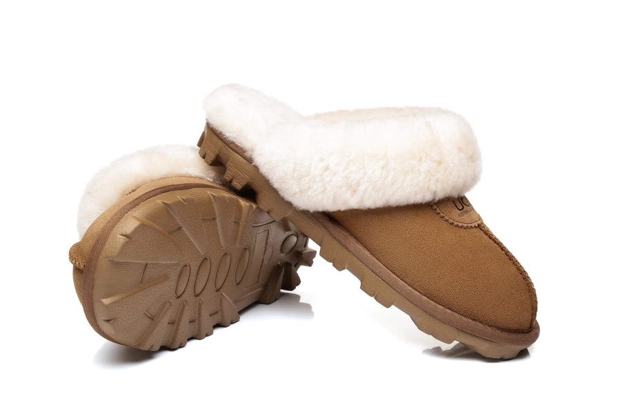 Australia Shepherd UGG Unisex Slippers Waffle Scuff Double Face Sheepskin-Slippers-PEROZ Accessories