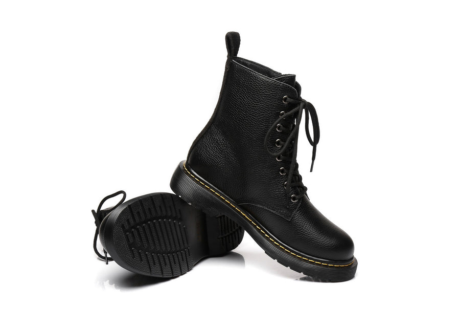 Australian Shepherd UGG Zip Up Sheepskin Wool Chunky Boots Belen-Boots-PEROZ Accessories