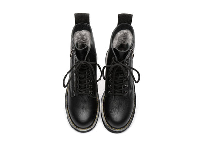 Australian Shepherd UGG Zip Up Sheepskin Wool Chunky Boots Belen-Boots-PEROZ Accessories