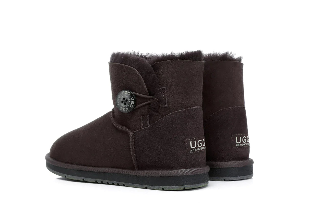 Australian Shepherd Double-Faced Sheepskin UGG Boots Mini Button-Boots-PEROZ Accessories