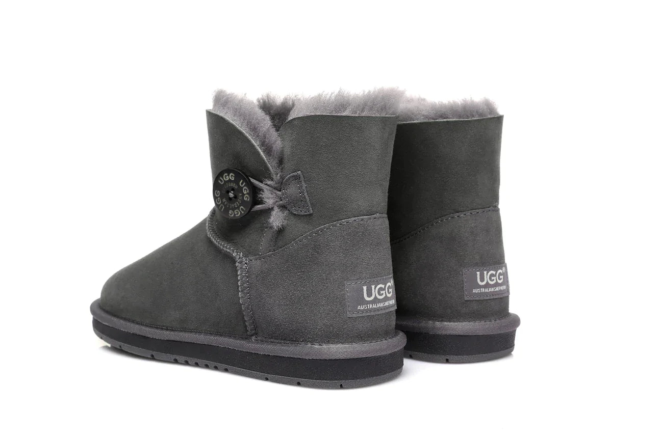 Australian Shepherd Double-Faced Sheepskin UGG Boots Mini Button-Boots-PEROZ Accessories