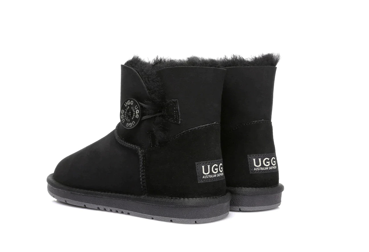 Australian Shepherd Double-Faced Sheepskin UGG Boots Mini Button-Boots-PEROZ Accessories