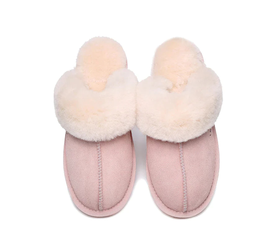 Australian Shepherd Premium Sheepskin UGG Unisex Scuff Slippers Muffin-Slippers-PEROZ Accessories