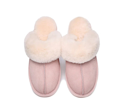 Australian Shepherd Premium Sheepskin UGG Unisex Scuff Slippers Muffin-Slippers-PEROZ Accessories