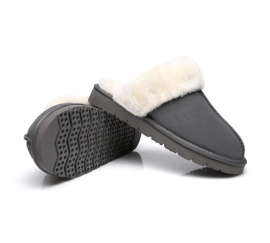 Australian Shepherd Premium Sheepskin UGG Unisex Scuff Slippers Muffin-Slippers-PEROZ Accessories