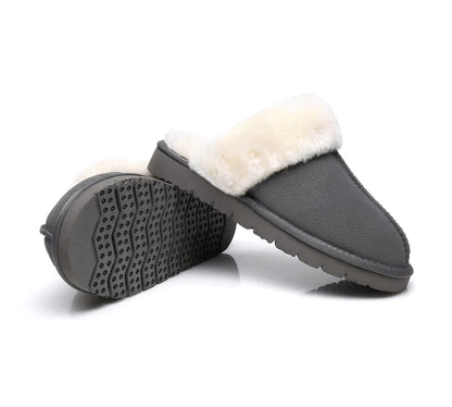Australian Shepherd Premium Sheepskin UGG Unisex Scuff Slippers Muffin-Slippers-PEROZ Accessories
