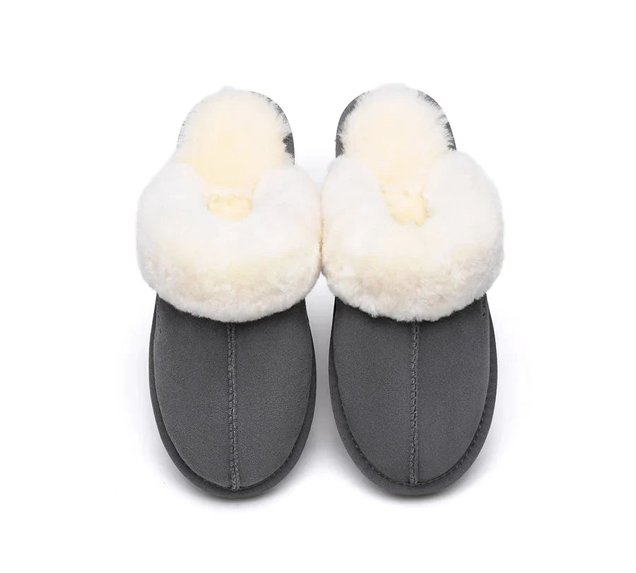 Australian Shepherd Premium Sheepskin UGG Unisex Scuff Slippers Muffin-Slippers-PEROZ Accessories