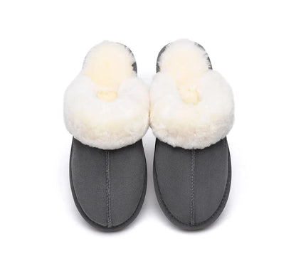Australian Shepherd Premium Sheepskin UGG Unisex Scuff Slippers Muffin-Slippers-PEROZ Accessories