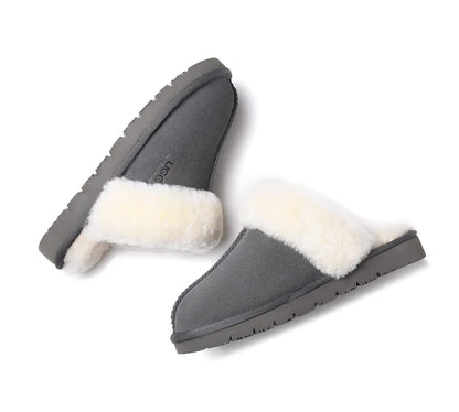 Australian Shepherd Premium Sheepskin UGG Unisex Scuff Slippers Muffin-Slippers-PEROZ Accessories