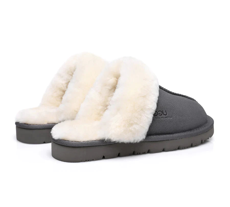 Australian Shepherd Premium Sheepskin UGG Unisex Scuff Slippers Muffin-Slippers-PEROZ Accessories