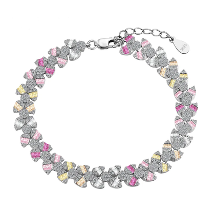 Anyco Bracelet Iced Out s925 Sterling Silver Bracelet Jewelry Set Cz Cubic Zirconia Colorful Pink Stone Diamond Tennis Bracelets Women-Bracelets-PEROZ Accessories