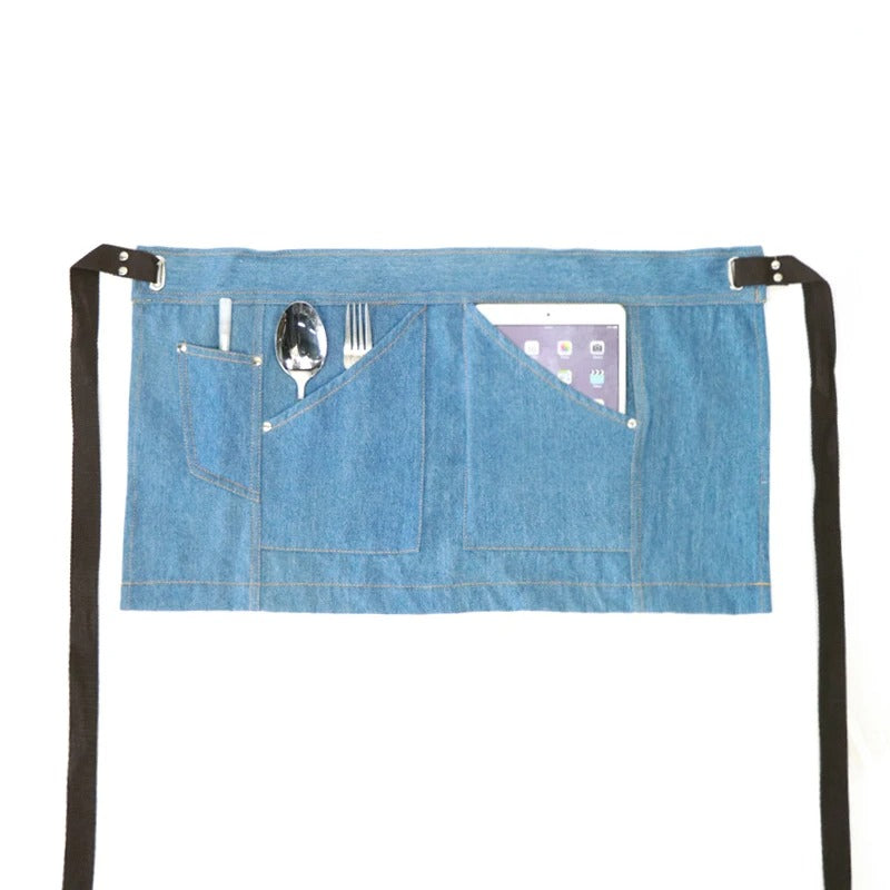 Anyhouz Kitchen Apron Accessories Blue Half Short Style Blue Denim Waist with Pockets Restaurant Waiters Waitress Chef-Aprons-PEROZ Accessories