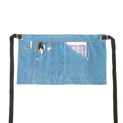 Anyhouz Kitchen Apron Accessories Blue Half Short Style Blue Denim Waist with Pockets Restaurant Waiters Waitress Chef-Aprons-PEROZ Accessories