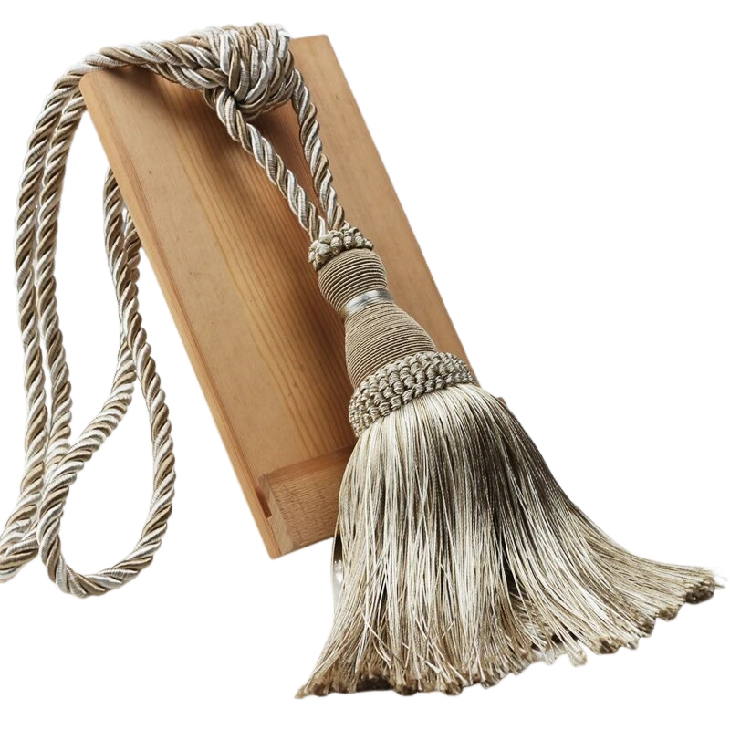 Anyhouz Curtain Tie Beige Tassel Curtain Tieback Hanging Ball Curtains Holder Buckle Accessories-Curtain Tie-PEROZ Accessories