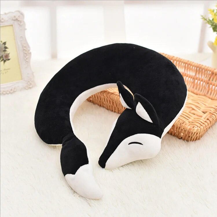 Anypack Neck Pillow Black Fox Creative Cartoon U-Shaped Cute Comfortable Sleep Headrest-Neck Pillow-PEROZ Accessories