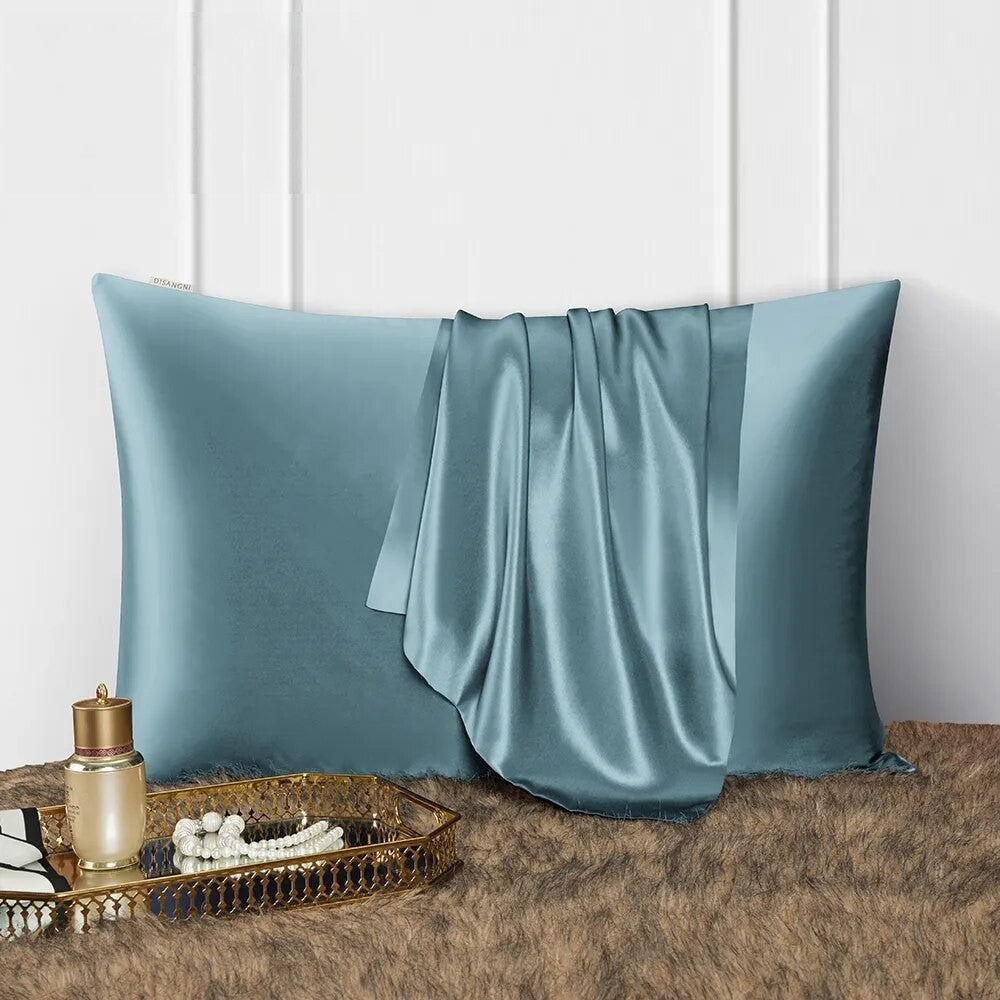 Anyhouz Pillowcase 50x75cm Blue Gray Natural Mulberry Silk For Comfortable And Relaxing Home Bed-Pillowcases-PEROZ Accessories