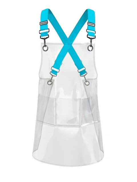 Anyhouz Kitchen Apron Blue Ribbon Waterproof TPU Men Women Work Clothes For Barber Haircut Antifouling Oilproof Painting-Aprons-PEROZ Accessories