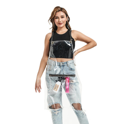 Anyhouz Salon Barber Apron Transparent 3 Pockets Fashion Cross-back Adjustable Waterproof Ideal for Hair Stylist-Aprons-PEROZ Accessories