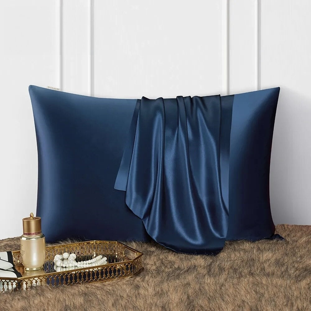 Anyhouz Pillowcase 51x66cm Dark Blue Natural Mulberry Silk For Comfortable And Relaxing Home Bed-Pillowcases-PEROZ Accessories