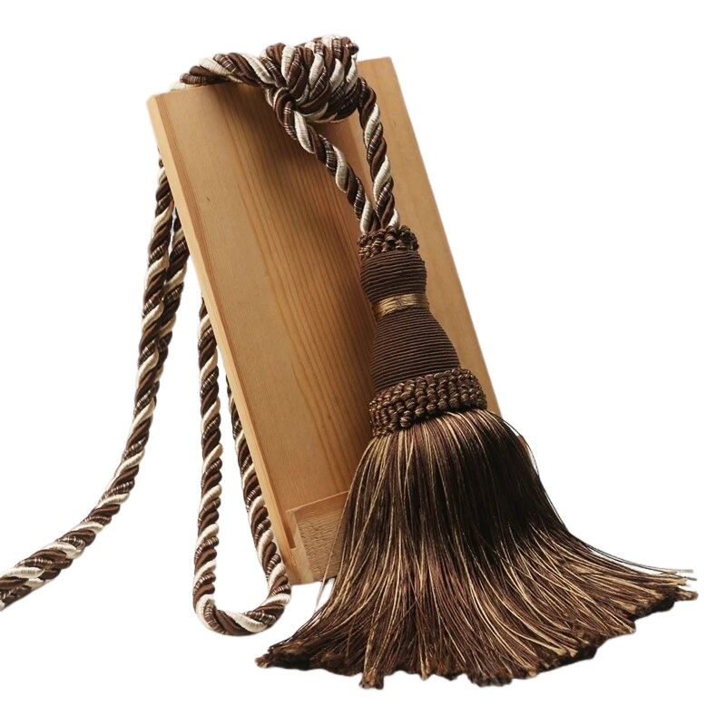 Anyhouz Curtain Tie Dark Coffee Tassel Curtain Tieback Hanging Ball Curtains Holder Buckle Accessories-Curtain Tie-PEROZ Accessories