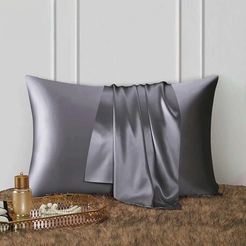 Anyhouz Pillowcase 50x75cm Dark Gray Natural Mulberry Silk For Comfortable And Relaxing Home Bed-Pillowcases-PEROZ Accessories