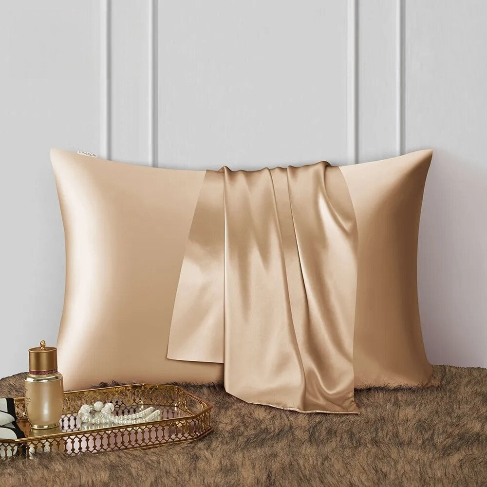 Anyhouz Pillowcase 50x75cm Gold Natural Mulberry Silk For Comfortable And Relaxing Home Bed-Pillowcases-PEROZ Accessories